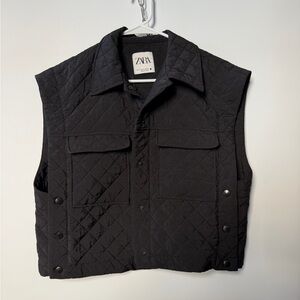 Zara Quilted Black Vest Jacket